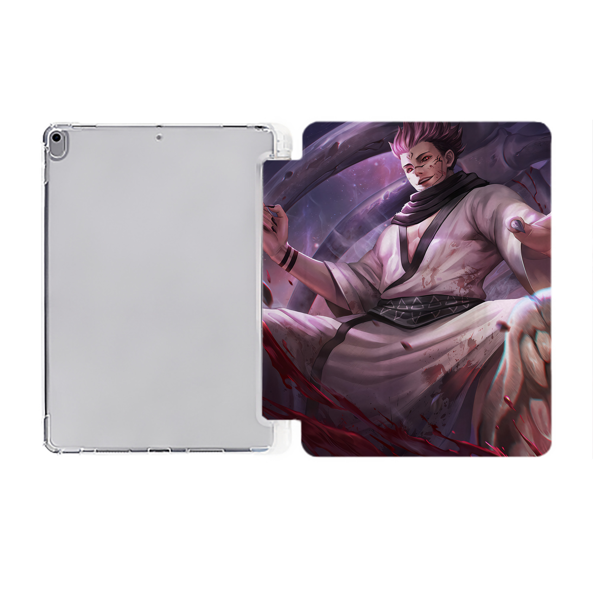 （画像用） 呪術廻戦 Jujutsu Kaisen IPad ケース ペン収納付き 三つ折りスタンド PUレザー×シリコン 対応機種9.5/10.5/10.9インチ